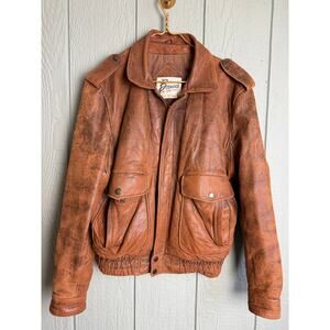 Vintage Berman’s Leather Experts Bomber Jacket Distressed Brown – Size Small